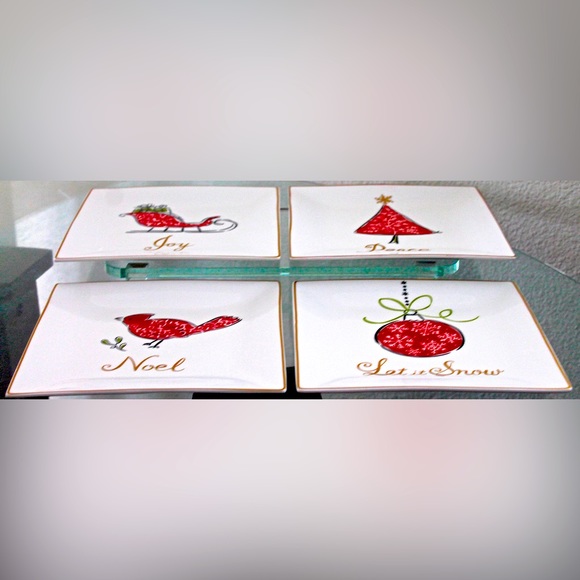 222 FIFTH NATALA SALAD PLATES SQUARE 8 IN SET OF 4 NIB - Picture 1 of 8